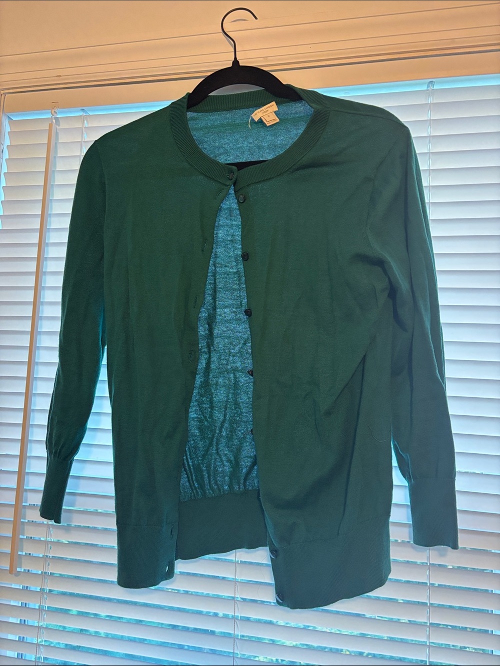 J. Crew Dark Green Crewneck Button Cardigan